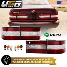 4PCS DEPO JDM Style Red Clear Tail Lights For 1991-1994 Lexus LS400 / LS 400 picture