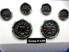 Marshall 6 Gauge Set Comp 2 LED Electric Speedo Black Dial  SS Bezel Sport Comp picture