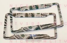 X2 Money 100 Dollar Bill Stainless Steel License Plate Frame Holder Rust Free picture