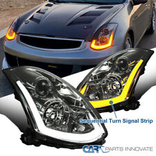 Fit 2003-2007 Infiniti G35 Coupe Sequential LED Signal Projector Headlight Smoke picture