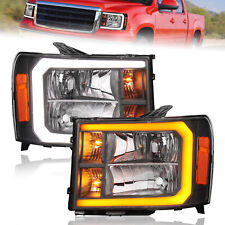 2X Headlights w/ LED DRL & Sequential Turn Signal For 2007-2013 GMC Sierra 1500 picture
