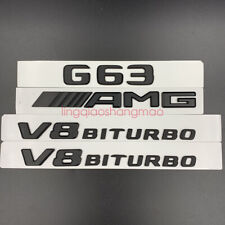 Matte Black Mercedes Benz G63 AMG V8 BITURBO Emblem Badge Sticker Set For G63 picture