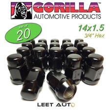 (20pc.) Gorilla 14x1.5 Lug Nuts, Black, Bulge Acorn, 3/4