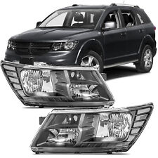 Pair For 2009-2020 Dodge Journey Headlights Headlamp Assembly Black Clear Corner picture