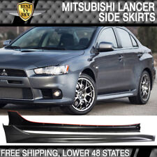 Fits 08-15 Mitsubishi Lancer PP Side Skirts Unpainted Black Left Right picture