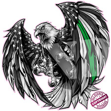 Thin Green Line Military American Flag Eagle Decal picture