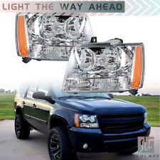For 2007-2014 Chevy Avalanche/Suburban/Tahoe Headlights Chrome Left+Right Side picture