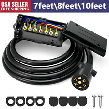  7ft 8ft 10ft Trailer Cord 7 Way Plug Inline Junction Box Wiring Harness Kit picture