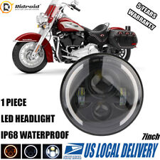 Single 7in LED Headlight Halo DRL Turn Signal For Motorcycle Harley Street Glide picture