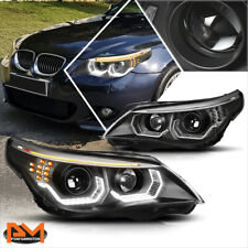 For 04-07 BMW 5-Series E60 LED U-Halo+Turn Signal Projector Headlight/Lamp Black picture