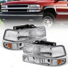 Chrome Headlights + Bumper Lamps For 1999-2002 Chevy Silverado 2000-06 Suburban picture