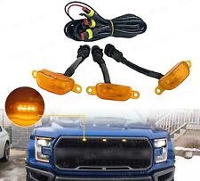 3pcs LED Front Grille Lights For 2004-2019 Ford F-150, F250, F350 Raptor Yellow picture