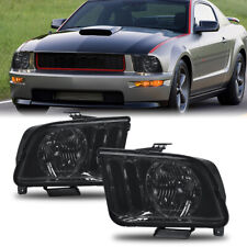 Pair Black Housing Headlights Front Lamps For 2005-2009 Ford Mustang picture