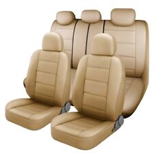 Luxurious PU Leather Car Seat Covers, Full Set Front & Rear in Tan Beige Cushion picture