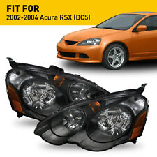 For 02-04 Acura RSX DC5 Replacement Headlights Lamps Left+Right Black Clear OOD picture