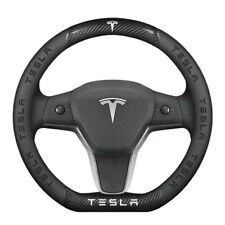 D Type Carbon Fiber Leather Car Steering Wheel Cover For Tesla Model 3 S X Y picture