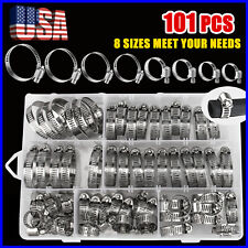 101pcs Adjustable Hose Clamps 8 Sizes Worm Gear Stainless Steel Clamp Assortment picture