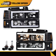Fit For 88-98 Chevy GMC Sierra C/K Silverado Black LED Tube Headlights Headlamp picture