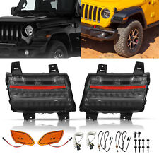 Fit For 2018-22 Jeep Wrangler JL Smoked LED Sequential Fender Lights Left+Right picture