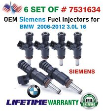 Genuine Siemens Set of 6 Fuel Injectors for 2006-2012 BMW 3.0L I6 #7531634 picture