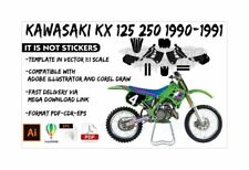KAWASAKI KX 125 250 1990-1991 template vector 1/1 real scale EPS PDF CDR format picture