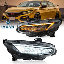 Pair LED Headlights Sequential Indicator For 2016-2021 Honda Civic Front Lamps picture