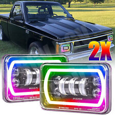 Pair 4x6'' RGB LED Headlights Hi/Lo Beam DRL For Chevrolet S10 Blazer 1995-1997 picture