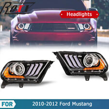 For 2010-2012 Ford Mustang LED DRL Sequential Signal Black Projector Headlights picture