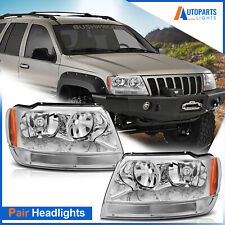 For 1999-2004 Jeep Grand Cherokee Chrome Housing Headlight Assembly Left & Right picture