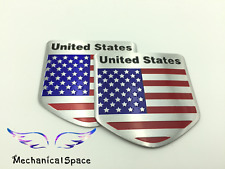 2X 3D Aluminum Alloy USA American Flag Metal Emblem Sticker Decal（1.75