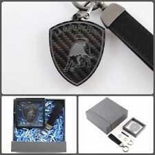 LAMBORGHINI 3D carved Real Carbon Fiber Keychain Keyring gifts picture