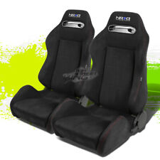 2 X UNIVERSAL LIGHT WEIGHT RECLINABLE TYPE-R BLACK SUEDE RACING SEATS+SLIDERS picture
