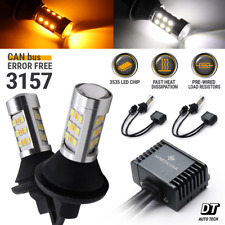 Canbus 3157 Switchback LED Turn Signal Parking DRL Light Bulbs Kit White/Amber picture