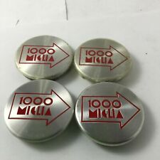 Set 4 Mille 1000 Miglia Wheel Center Caps Silver Machined Red Letter 52.5mm MIG6 picture