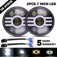 7 Inch Round LED Headlight Halo Angle Eyes For Jeep 97-2017 Wrangler JK LJ TJ picture