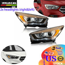 For 2017 2018 2019 Ford Escape Halogen Headlights Headlamps w/LED DRL Left+Right picture