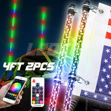 2PCS App Control 4ft RGB LED Whip Light Antenna Spiral For Polaris RZR ATV UTV picture