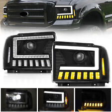 LED DRL Sequential Headlights For 2005-07 Ford F250 F350 F450 F550 SuperDuty L+R picture