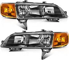 Black Headlights+Amber Corner Signal Lamp Fits 1994-1997 Honda Accord Pair 94-97 picture