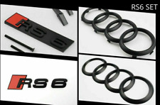 4pcs Audi RS6 Matte Black Badges Logo Hood Rear Grille Emblems Stickers Rings picture