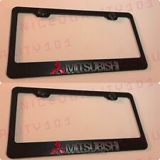 2X 3D Mitsubishi Stainless Steel Black Finished License Plate Frame picture