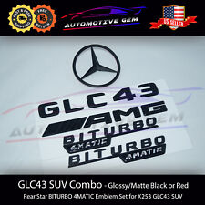 GLC43 SUV AMG BITURBO 4MATIC Rear Star Emblem Black Combo Set for Mercedes X253 picture