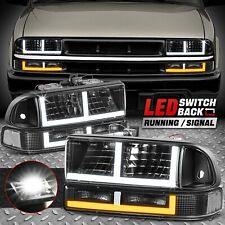 [Switchback F-LED DRL Signal] For 98-04 Chevy Blazer S10 Headlights Black/Clear picture