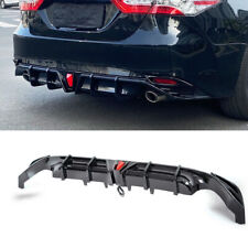 FOR 2018-2023 TOYOTA CAMRY LE XLE REAR BUMPER DIFFUSER W/ LED LIGHT GLOSSY BLACK picture