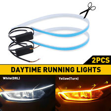 2x 60CM Amber Sequential Flexible LED DRL Turn Signal Strip for Headlight picture