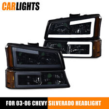 Fit For 03-07 Chevy Silverado 1500-3500 Smoke / Chrome LED DRL Bumper Headlights picture