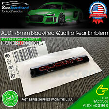 Audi Quattro Emblem Black Red 75mm Rear Liftgate Trunk Badge OEM A3 A4 A5 A6 Q5 picture