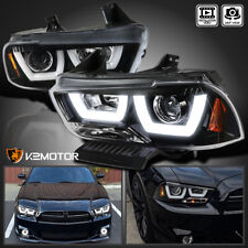 Jet Black Fits 2011-2014 Dodge Charger Dual LED Tube Projector Headlights Pair picture