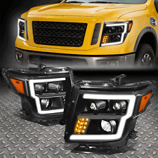 [LED DRL]FOR 16-24 TITAN XD BLACK HOUSING AMBER CORNER DUAL PROJECTOR HEADLIGHTS picture