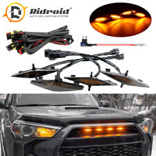 Set 4pcs Smoked Front Grille Led Amber Lights Light For Toyota 4Runner 2014-2019 picture